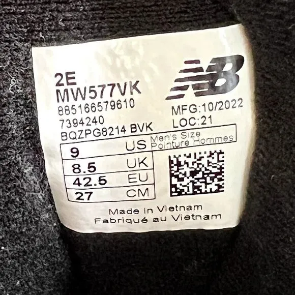 New Balance 577 DSL-2 Abzorb Shoes Men's 9 2E Wide Black Leather Hook and Loop