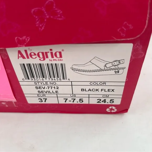 NIB! Alegria Women’s Seville Black Flex Clogs Mules Shoes - Size 7-7.5