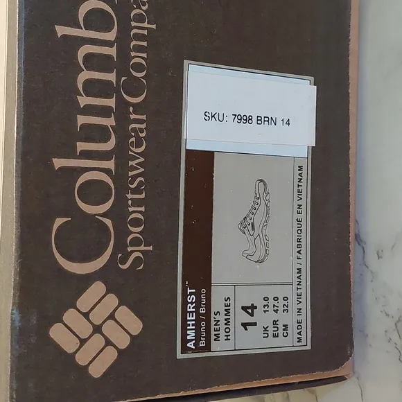 NIB Men's brown leather Columbia Amherst lace-up oxford shoes, size 14