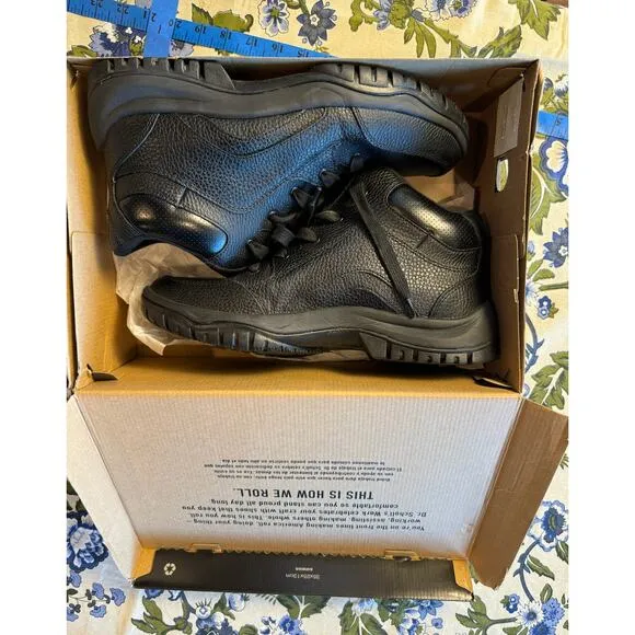 NIB New in‎ Box Dr Scholl's &quot;Charge&quot; Black Work Boots Slip and Oil Resistant 11W