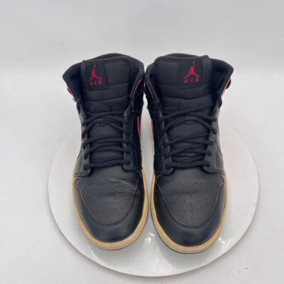 Nike Air Jordan 1 Retro Mid Men Sz 11.5 554724-009 Black Team Red Training Shoes