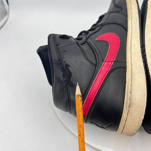 Nike Air Jordan 1 Retro Mid Men Sz 11.5 554724-009 Black Team Red Training Shoes