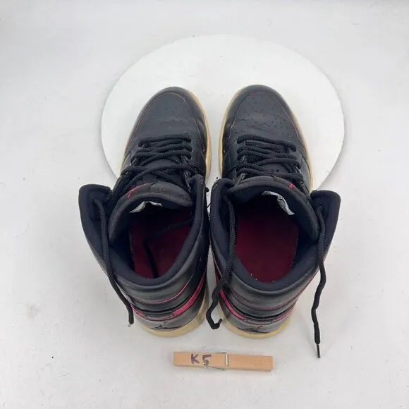 Nike Air Jordan 1 Retro Mid Men Sz 11.5 554724-009 Black Team Red Training Shoes