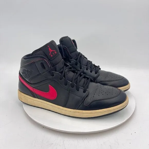 Nike Air Jordan 1 Retro Mid Men Sz 11.5 554724-009 Black Team Red Training Shoes