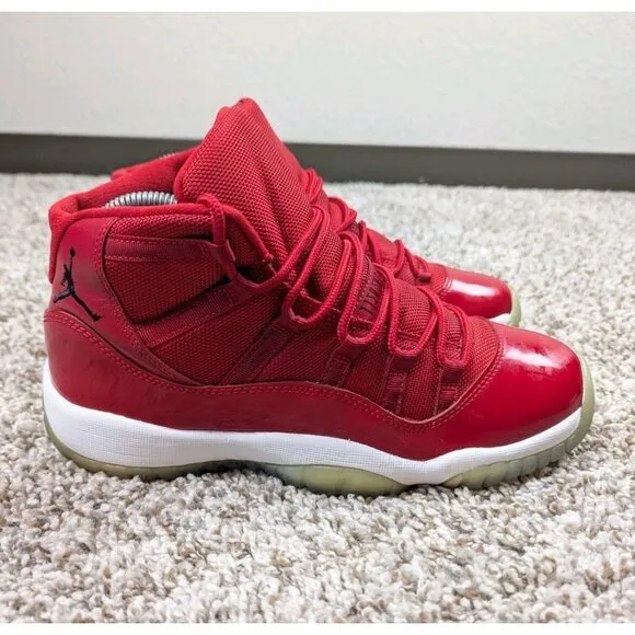 Nike Air Jordan 11 Win Like 96 Boys 7Y Red Basketball Shoes Sneakers 378038-623