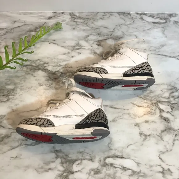 Nike Air Jordan Retro 3 Infrared Cement Toddler Size 8C Black/White Shoes
