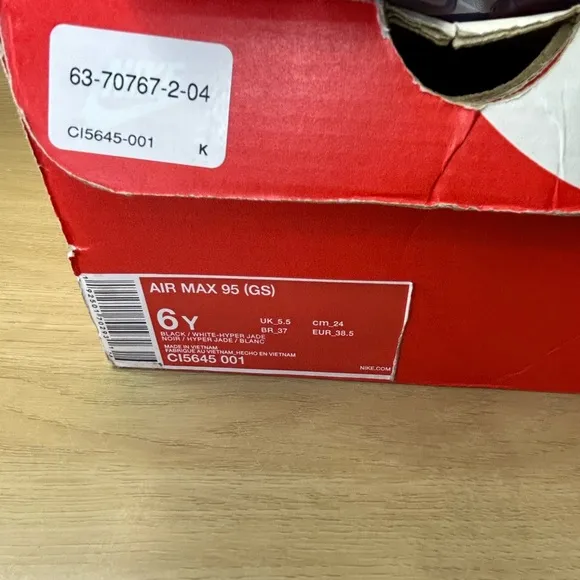 Nike Air Max 95 Have a Nike Day Black White Jade Youth Shoes CI5645-001 Sz. 6Y