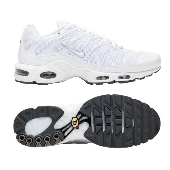 Nike Air Max Plus White Black Cool Grey Mens Running Shoes 604133 139 (NEW)