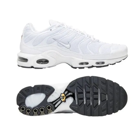 Nike Air Max Plus White Black Cool Grey Mens Running Shoes 604133 139 (NEW)