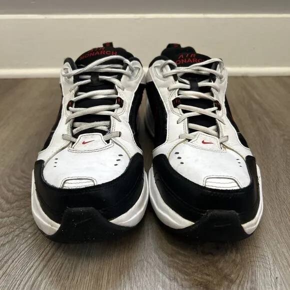 Nike Air Monarch IV Men's 12 4E Wide Shoes White Black Red Sneakers 416355-101