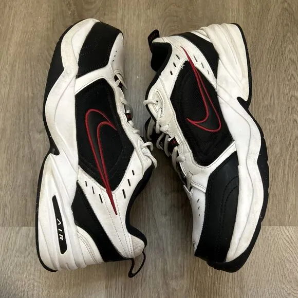 Nike Air Monarch IV Men's 12 4E Wide Shoes White Black Red Sneakers 416355-101
