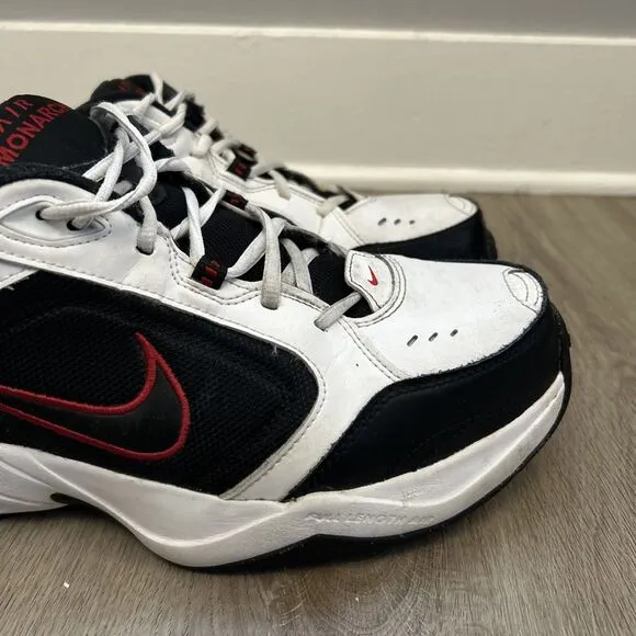 Nike Air Monarch IV Men's 12 4E Wide Shoes White Black Red Sneakers 416355-101