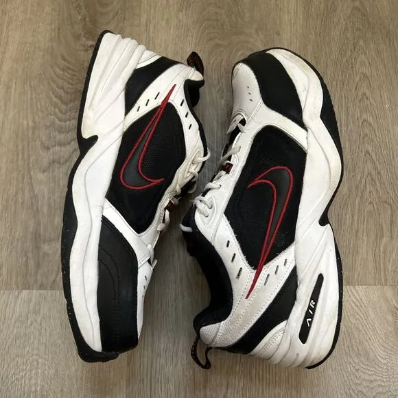 Nike Air Monarch IV Men's 12 4E Wide Shoes White Black Red Sneakers 416355-101