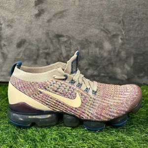 Nike Air VaporMax Flyknit 3 Womens 7 Blue Pink Beige‎ Shoes Sneaker Athletic Run