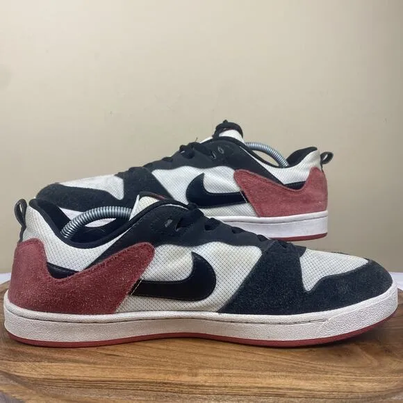 Nike Alleyoop SB White University Red Mens Black White Red Size 12 Low Top Shoes