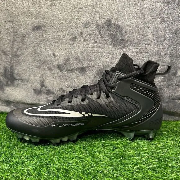 Nike Alpha Huarache 8 Elite Mens 12‎ Black White Lacrosse Lax Cleats Mid New