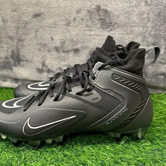 Nike Alpha Huarache 8 Elite Mens 12‎ Black White Lacrosse Lax Cleats Mid New