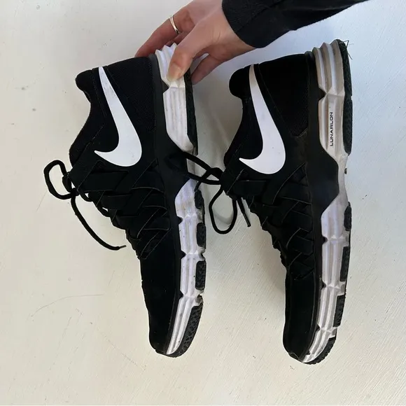 Nike Black w/White Check Lunar Fingertrap Trainer Form Fit Shoes