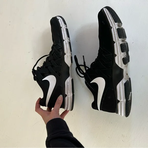 Nike Black w/White Check Lunar Fingertrap Trainer Form Fit Shoes