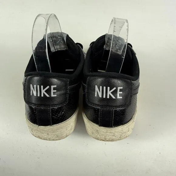 Nike Blazer Low Sneakers Womens 9.5 Black Leather Lace Up Low Top Athletic Shoes