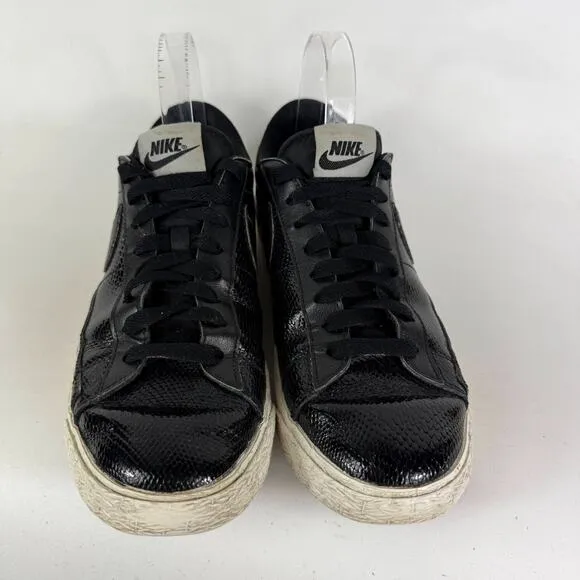 Nike Blazer Low Sneakers Womens 9.5 Black Leather Lace Up Low Top Athletic Shoes