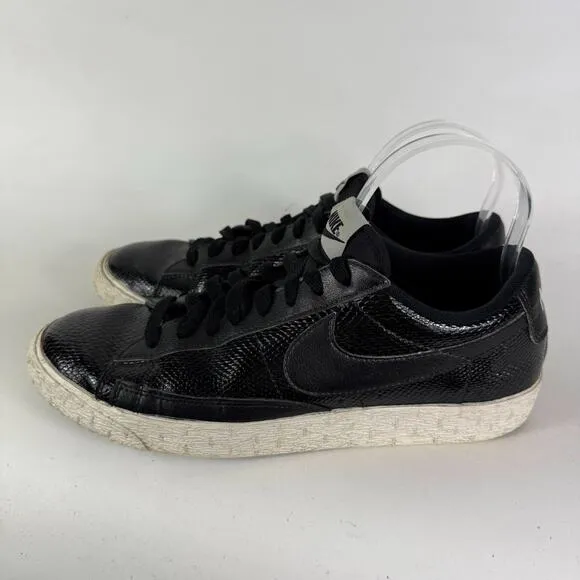 Nike Blazer Low Sneakers Womens 9.5 Black Leather Lace Up Low Top Athletic Shoes