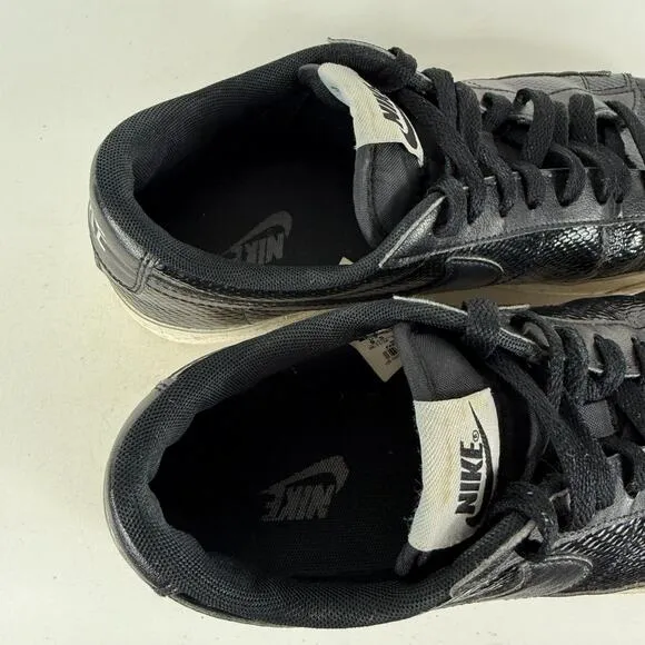 Nike Blazer Low Sneakers Womens 9.5 Black Leather Lace Up Low Top Athletic Shoes