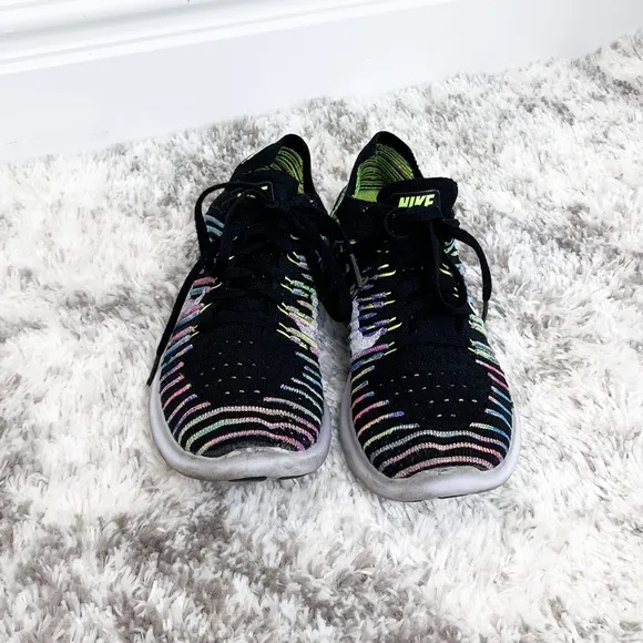 Nike Free RN Flyknit Multicolor Featuring Blue Lagoon Size 6.5