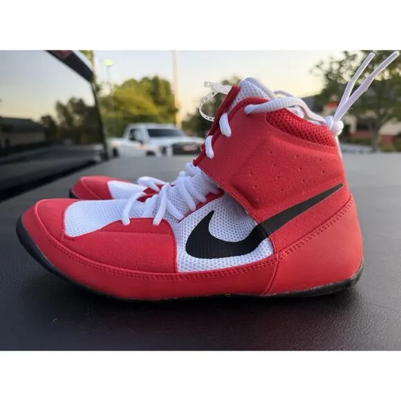 Nike Fury Red White Wrestling Shoes MMA Combat AO2416-601 Men's Size 9