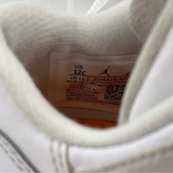 Nike Kids Air Jordan 11 Retro Low PS White Leather with Orange Trim Shoes-SZ 12C
