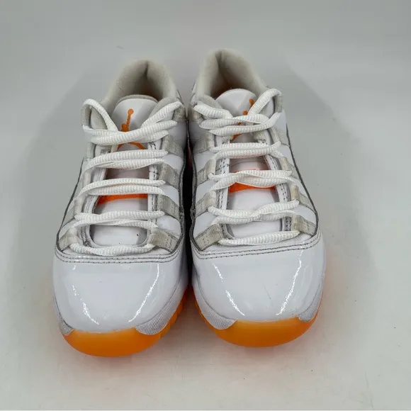 Nike Kids Air Jordan 11 Retro Low PS White Leather with Orange Trim Shoes-SZ 12C