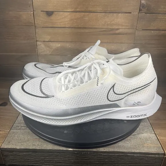 Nike Mens 14 ZoomX Streakfly Racing Shoes White/Metallic Silver/Black DJ6566-101