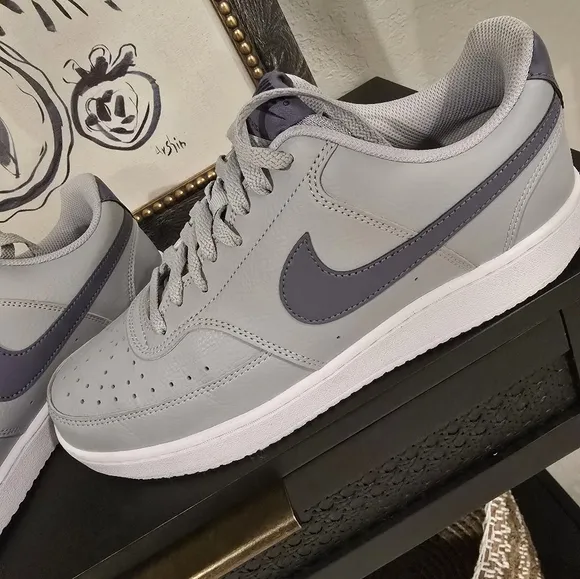 Nike Men's Court Vision Low Sneaker Gray Nubuck