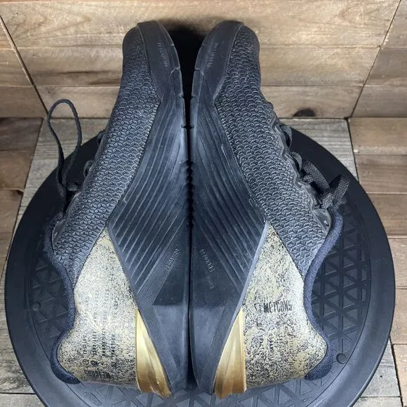 Nike Mens Size 7 Metcon 5 Cross Training Shoes AT3144-070 Black Metallic Gold