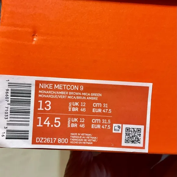 Nike Metcon 9  Training Shoes Amber / Brown Size 13
