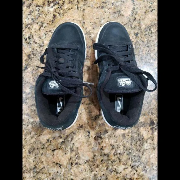 Nike Mogan Jr Kids Athletic Comfort Skater Shoes 312279 Black Suede Y2K 2007 4.5