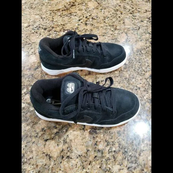 Nike Mogan Jr Kids Athletic Comfort Skater Shoes 312279 Black Suede Y2K 2007 4.5