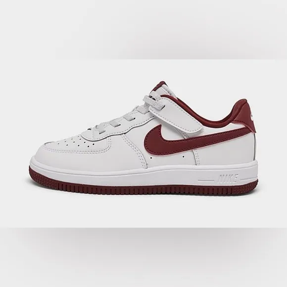 Nike NEW Little Kids Air Force 1 Low Shoes Easy On 13c 13T 13 White/Burgundy
