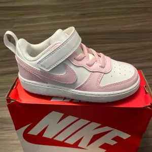 Nike pink and white girls court borough low recraft size 9C