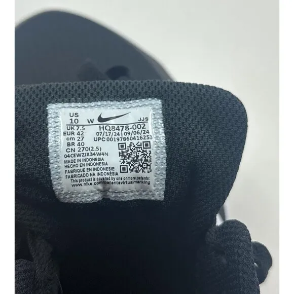 Nike Promina Extra Wide Womens 10 Black White Athletic Shoes Sneakers HQ8478-002