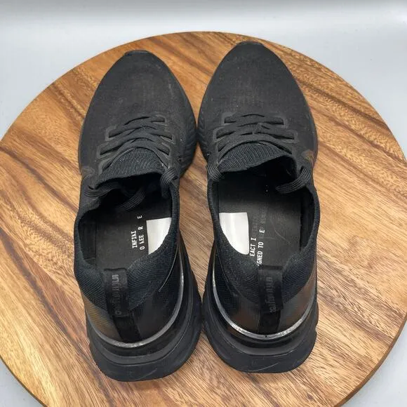 Nike React Infinity Run Shoes Mens Size 11 Triple Black Running Comfort Sneakers