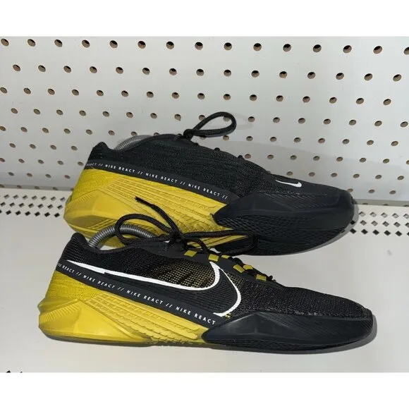 Nike React Metcon Turbo Mens Athletic Cross Training Shoes Size 9.5 Gray Yellow