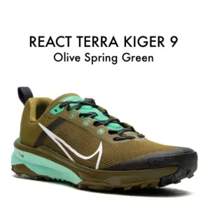 Nike React Terra Kiger 9 Mens Trail Running Shoes Olive Spring Green 12