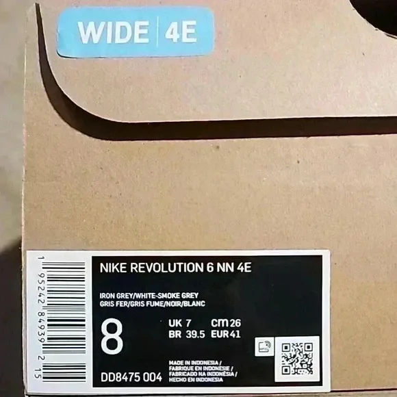 Nike Revolution 6 NN 4E Iron Grey Men Running‎ Shoes Size 8 Wide DD8475-004 NIB