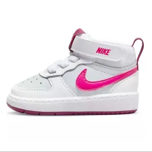 Nike Toddler Kids Court Borough Mid 2 Shoes white and pink