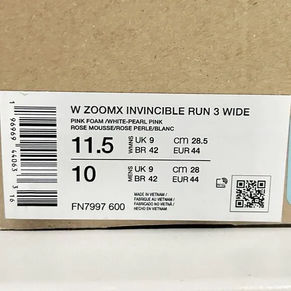 Nike Wmns ZoomX Invincible Run 3 “Pink Foam” Women’s Size 11.5 Wide Shoes No Lid