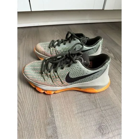 Nike KD 8 Easy Euro Light Grey Orange Lace-Up Basketball Shoes Youth Size 4.5 6W