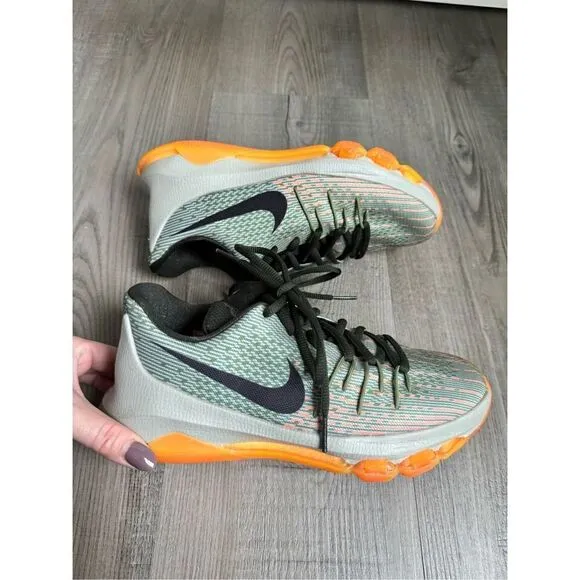 Nike KD 8 Easy Euro Light Grey Orange Lace-Up Basketball Shoes Youth Size 4.5 6W