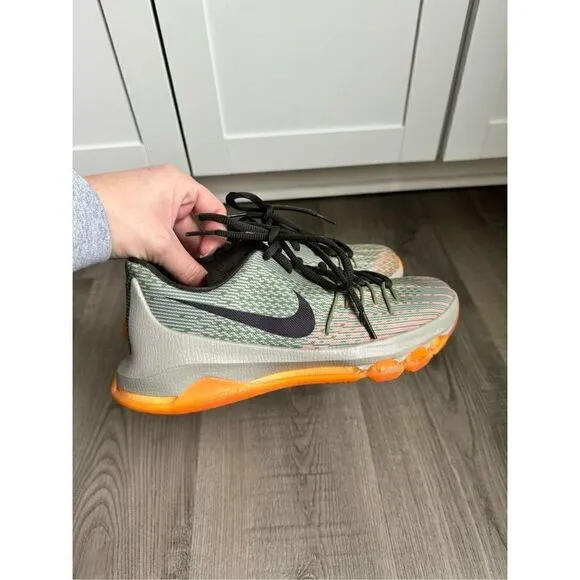 Nike KD 8 Easy Euro Light Grey Orange Lace-Up Basketball Shoes Youth Size 4.5 6W