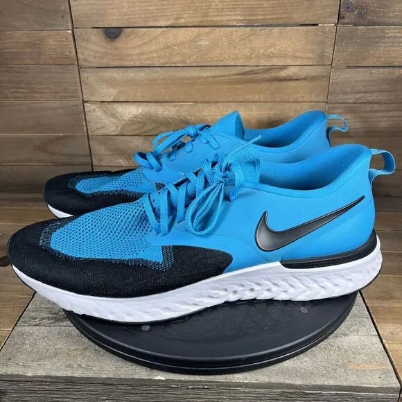 Nike Mens Size 14 Odyssey React 2 Blue Flyknit Running Shoes AH1015-402